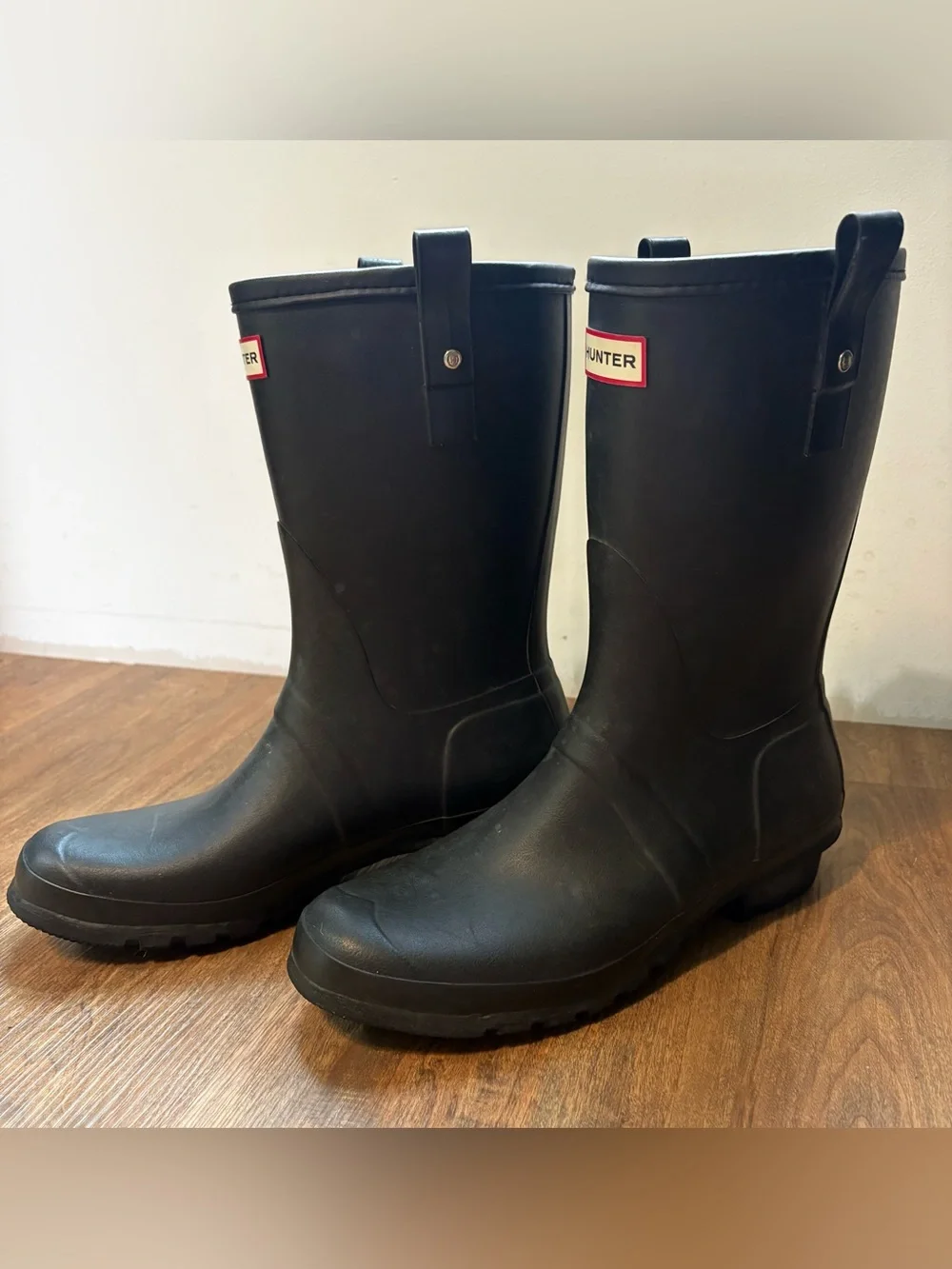 BLACK MENS WOMENS HUNTER SHORT RUBBER RAIN BOOTS